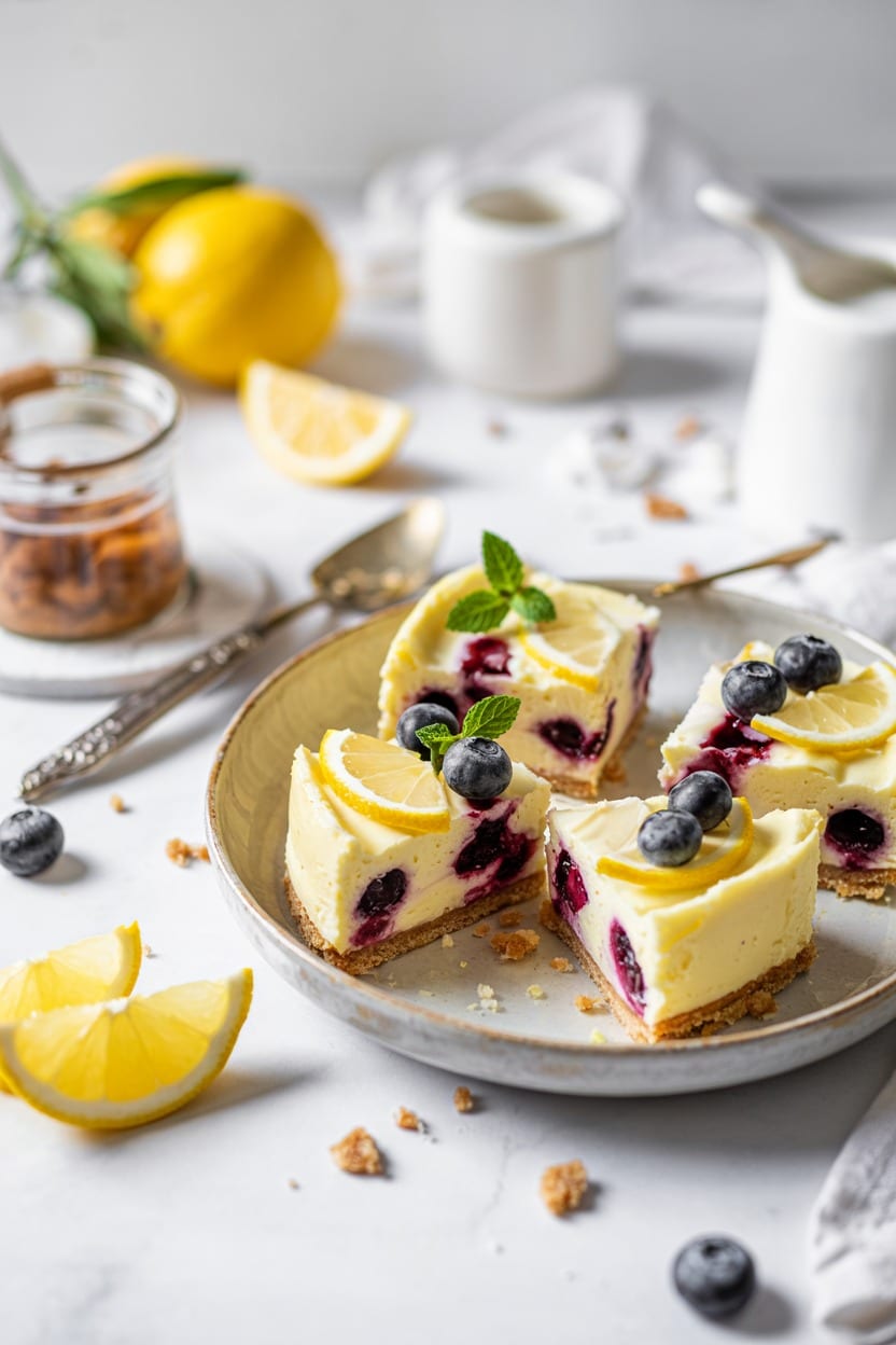Lemon Blueberry Frozen Cheesecake Parfaits