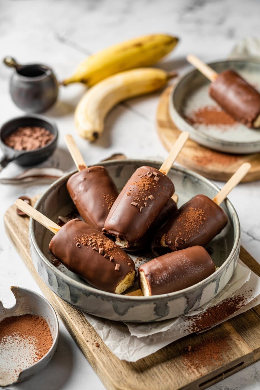 Frozen Chocolate Banana Pops