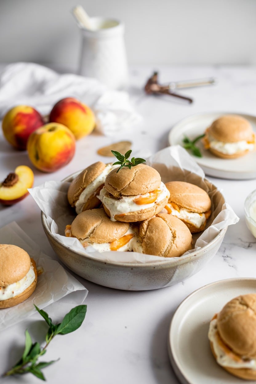 Peach Cobbler Ice Cream Sandwiches