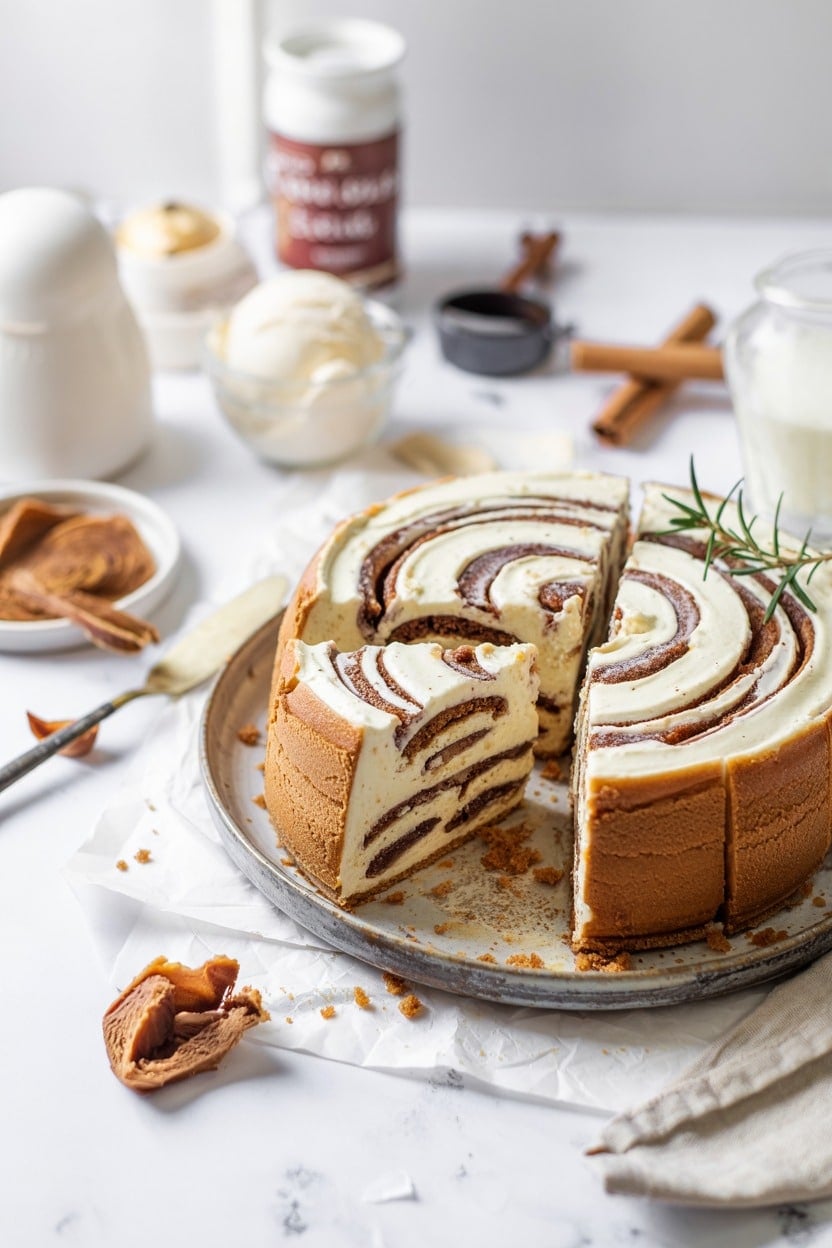 Cinnamon Roll Ice Cream Cake