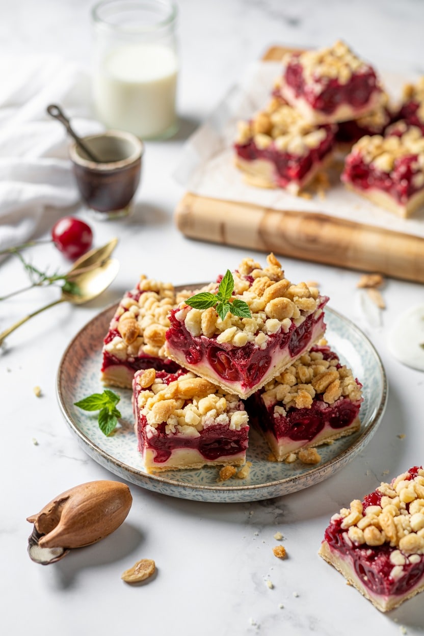 Cherry Almond Frozen Crumble Bars