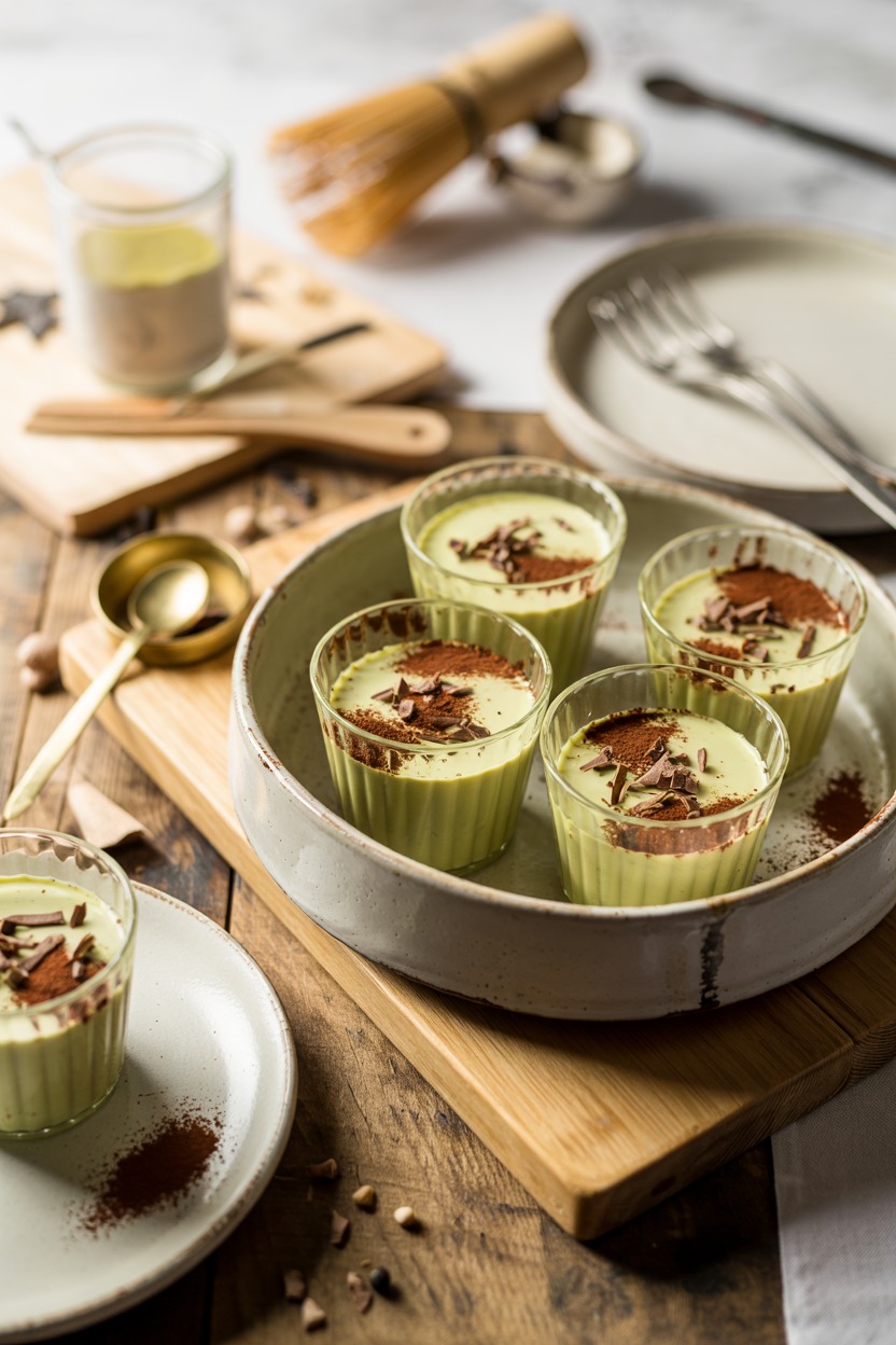 Matcha Green Tea & White Chocolate Mousse Cups