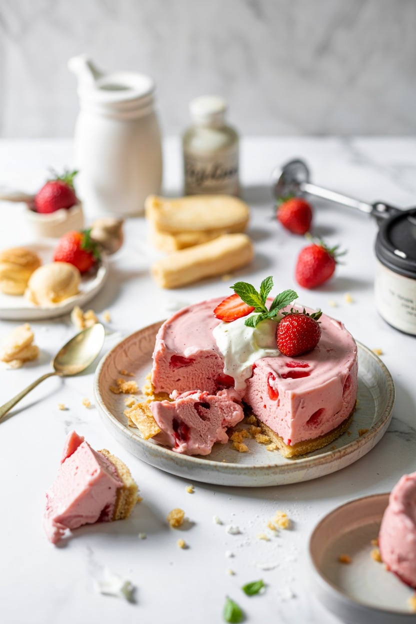 Strawberry Cheesecake No-Churn Ice Cream