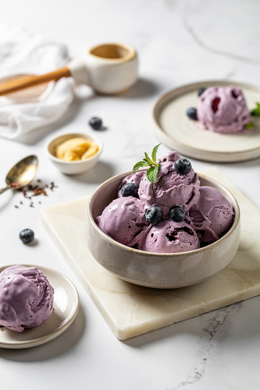 Blueberry Lavender No-Churn Ice Cream