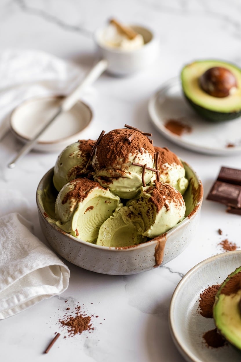 Vegan Chocolate Avocado No-Churn Ice Cream