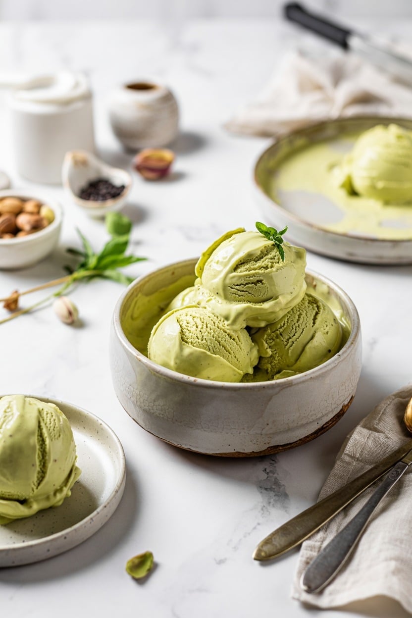 Pistachio No-Churn Ice Cream