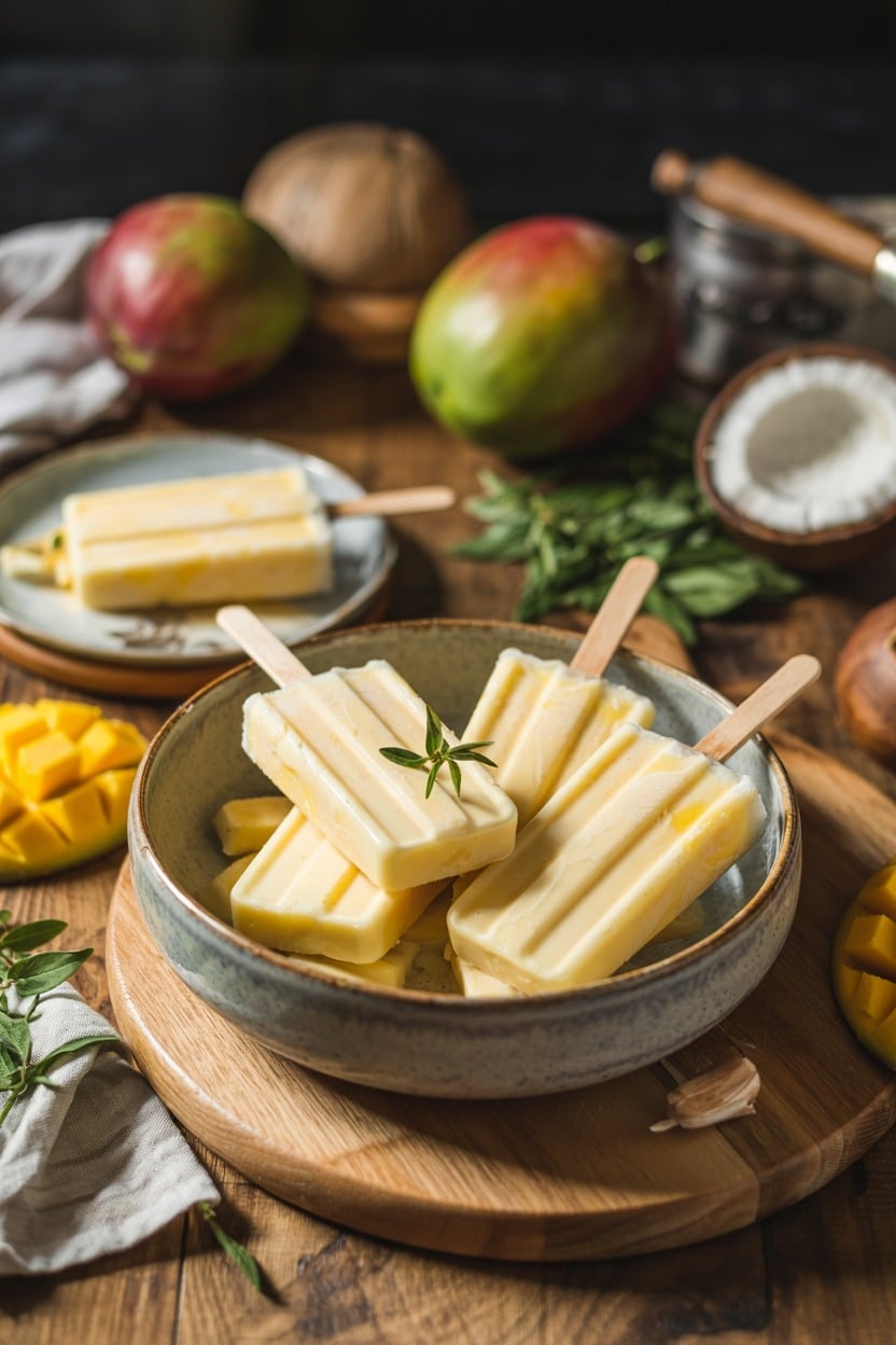 Creamy Coconut Mango Popsicles