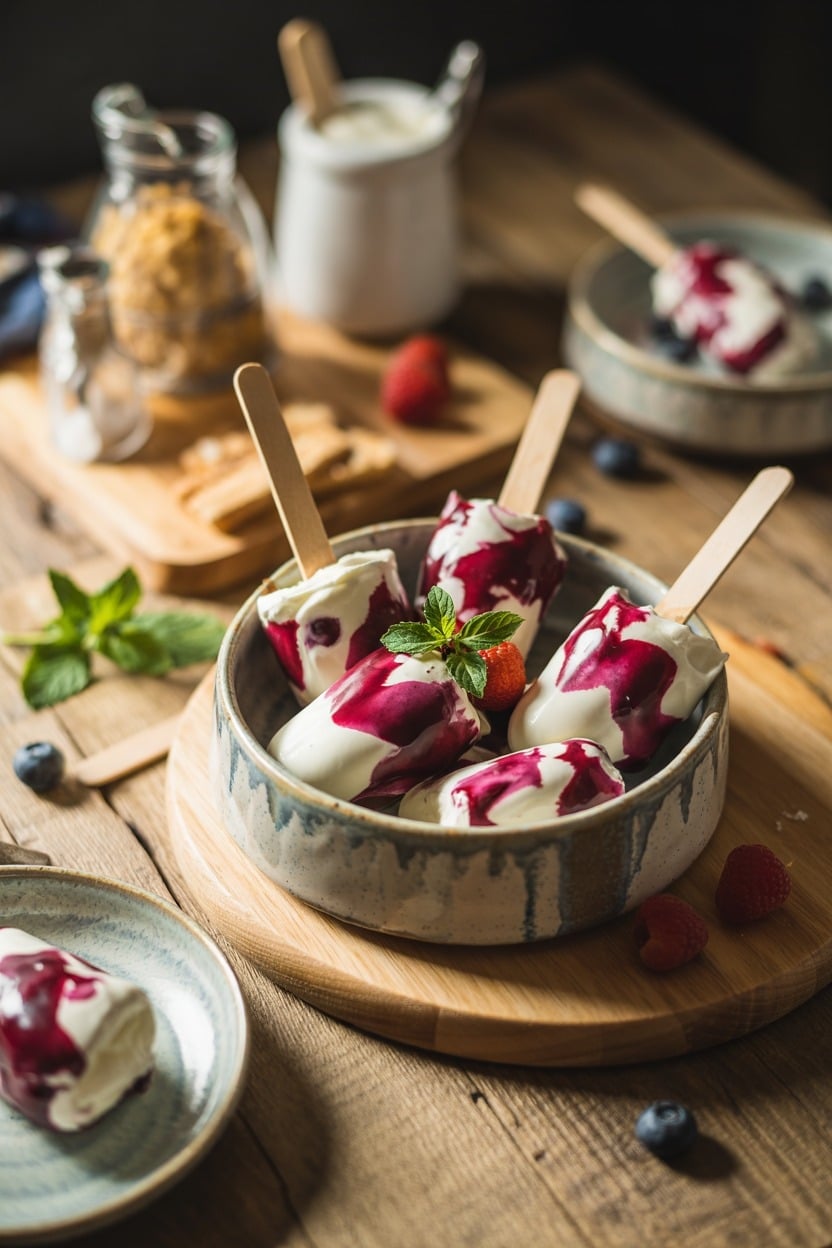 Greek Yogurt Berry Swirl Pops