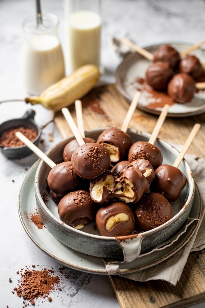 Chocolate Banana Peanut Butter Pops