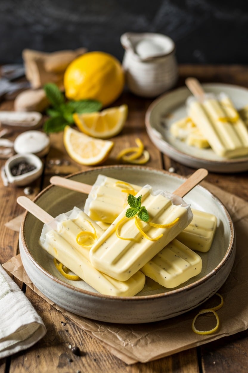 Lemon Poppy Seed Yogurt Popsicles
