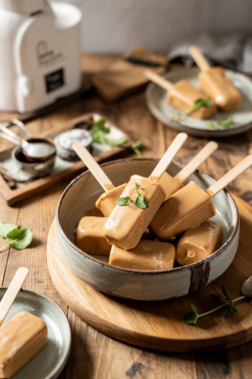 Salted Caramel Greek Yogurt Pops