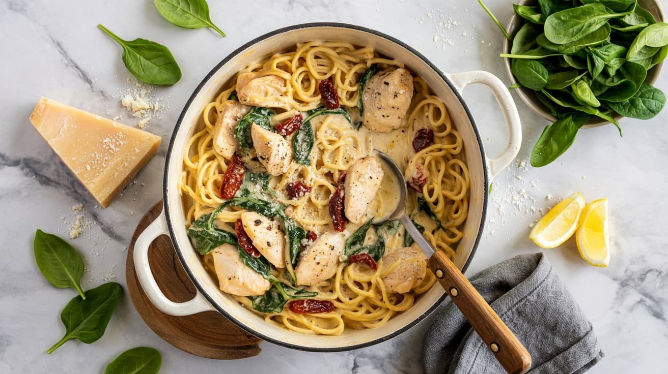 3 one pot creamy tuscan chicken pasta no UAUU78JDQZ60Mhcok9lIug vgzdHuuRtOFJdsTy56HTw