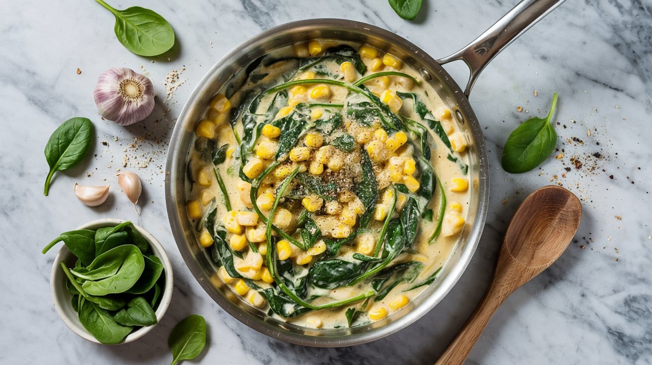 6 creamy corn and spinach saute a bright Iq8arhJZRg NgJPklH GbQ T5OuazU8R9ev6mlOD14xcA