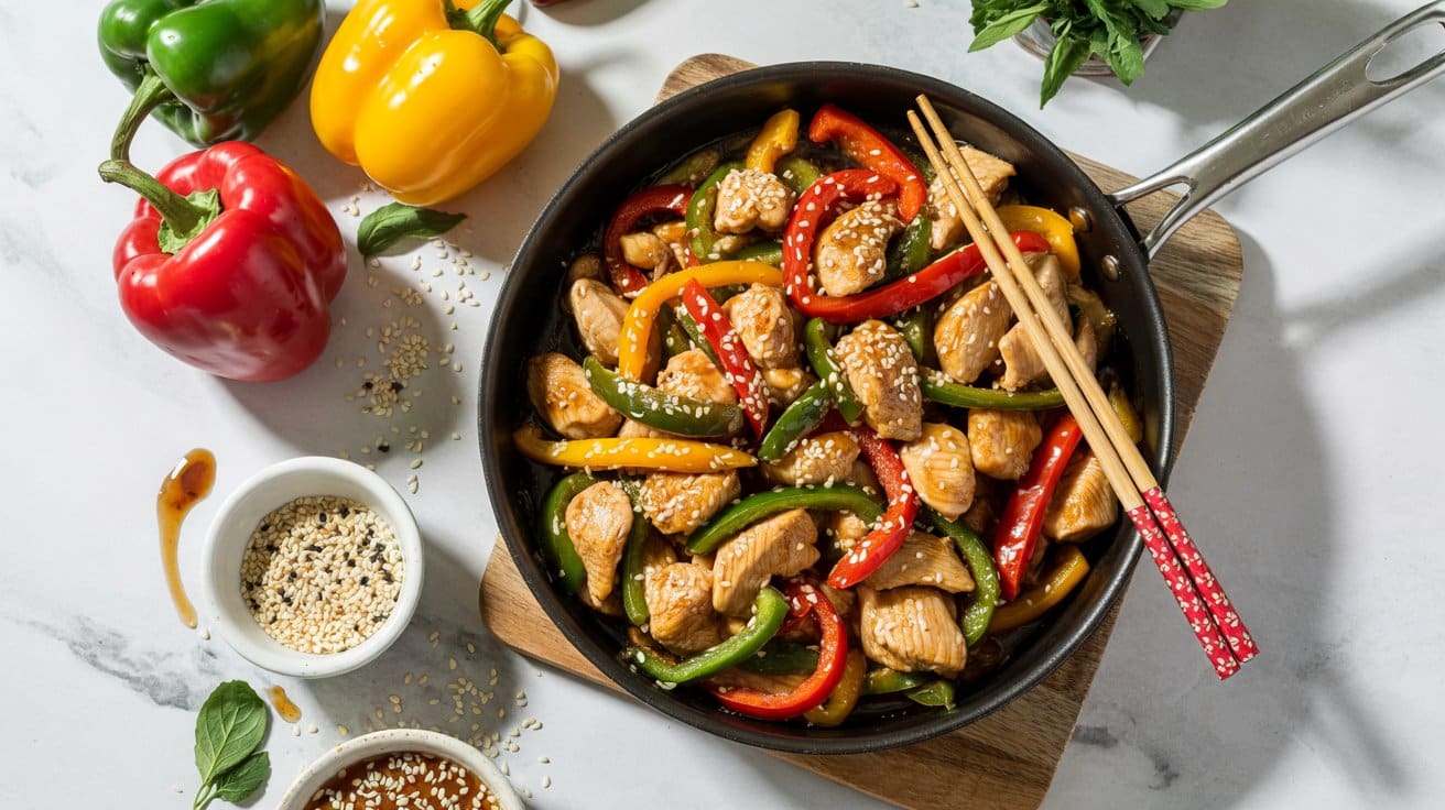 6 sesame chicken stir fry with bell pepp GL4Yr2LsSu2U4AR2GkfWOA oQ zQyT Rd20usMoCwgCeg