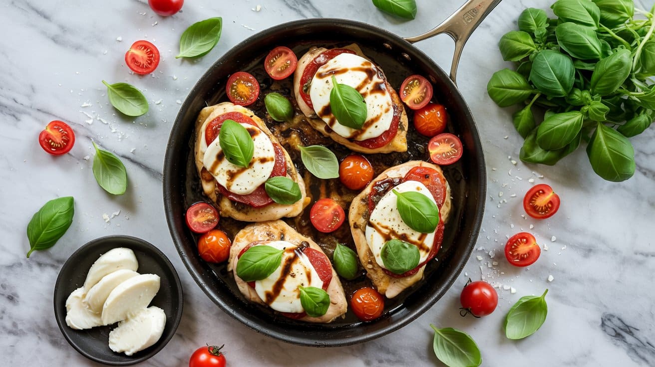 7 caprese chicken skillet a bright top d FRdY ruTQaS66y aETrGew CxWyUiBLRlatn0D68pBxqQ