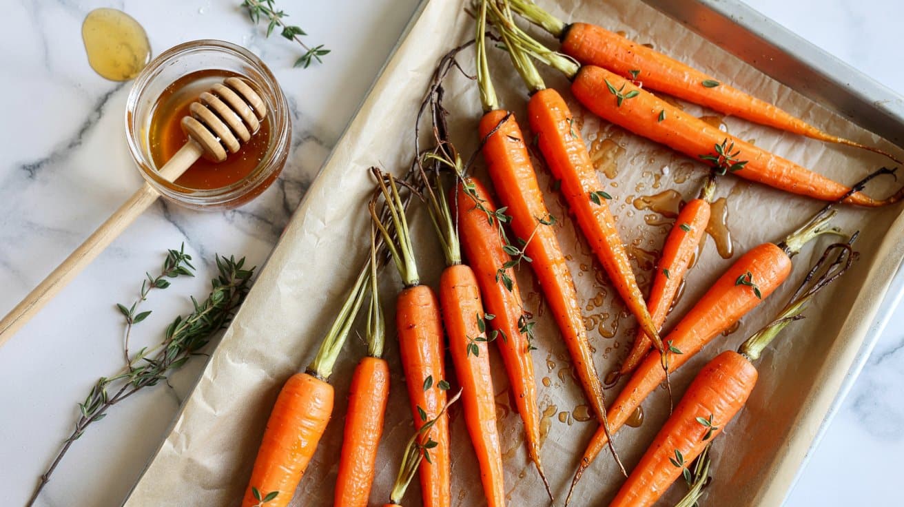8 roasted carrots with thyme and honey g A1ZCLcyURei58kpmwUZ8vw 4xHVJDLJRr2eUBb7yCDEDQ
