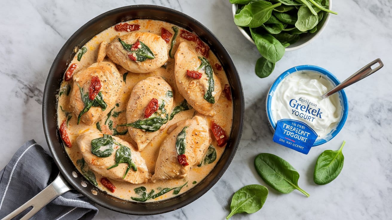 9 creamy tuscan chicken skillet lightene XGLCy0qBSJmoo9qu5kDtDw o1ywZd80TeCilzzEh0g8OA