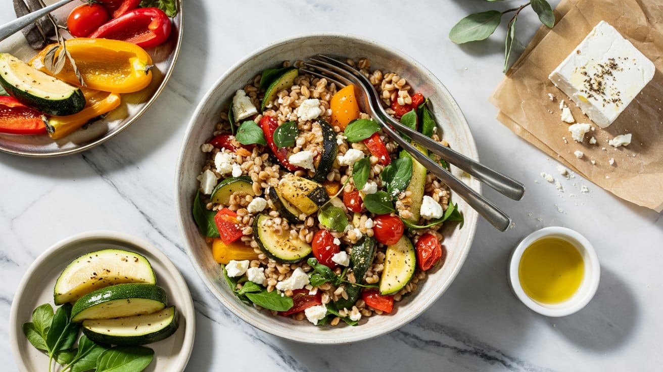 9 farro salad with roasted vegetables an MQsyyheUT2W8TtDo77kaGQ Qb 0o9ovSw69c9NAyY5gsg