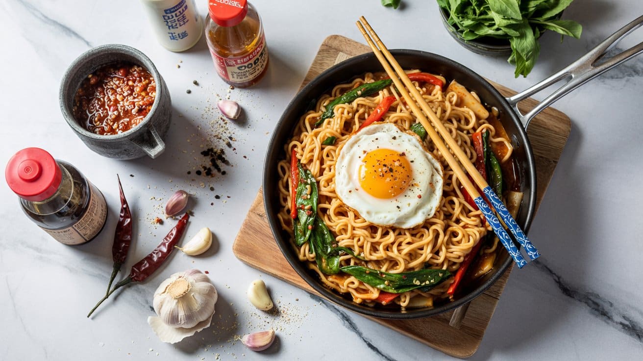 9 spicy ramen stir fry a bright top down cwMSpsf5Rb wKvhqzGGKew GMtdg68QS6e7urNZT7zU w