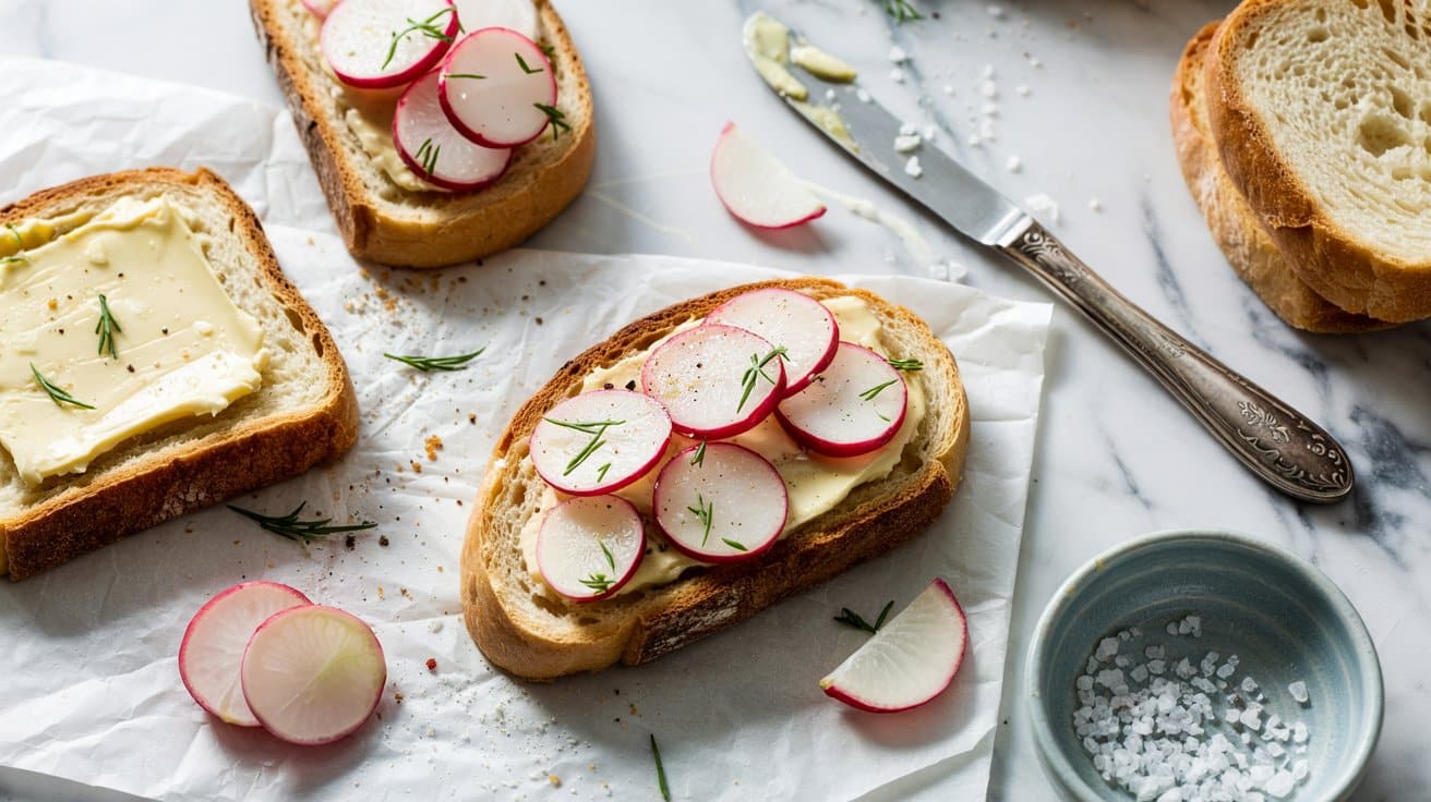 12 radish and butter open faced sandwich 9XY hIopRlC7puIuhai9wQ HVHsrw2KR ysEVsVpF3aHw