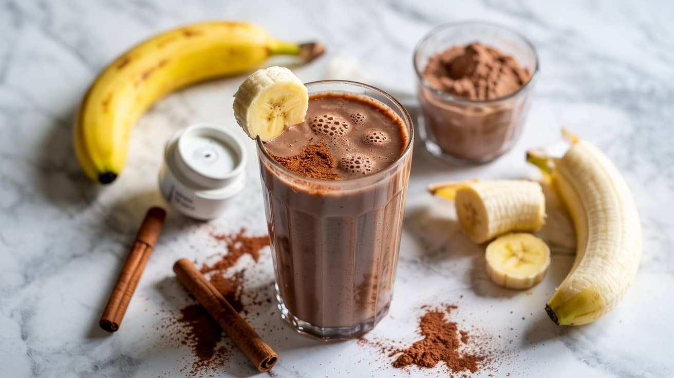 15 chocolate protein shake with banana a S72WyixBTYivea3rse6Y8A 50k4ZVLZTYe0LTw7a0WoPQ