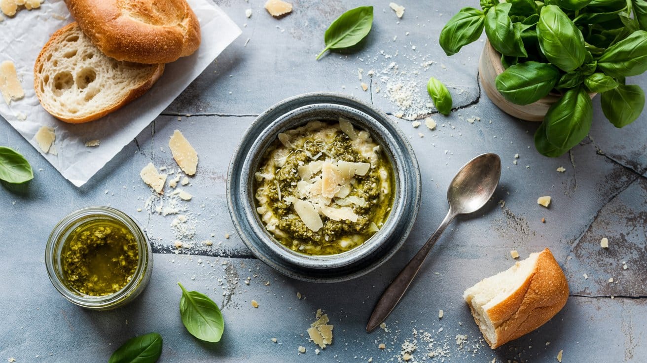 15 pesto and parmesan dip a bright top d e2vPMnNoSnus v1BP9b0Gw bZrVKA3URyW1lEEjcieKaw