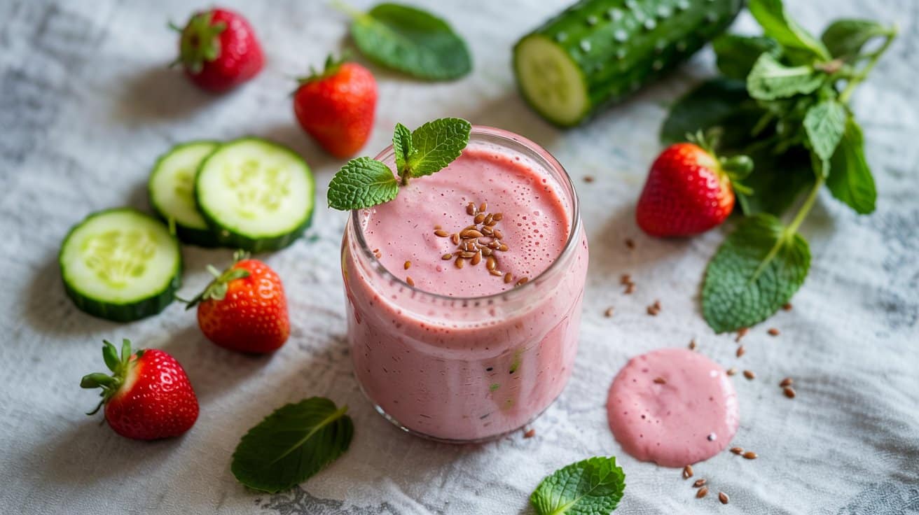 15 strawberry cucumber flax smoothie a b PAz29oKmRkCuSrLqVzqYow XjdmAo8tQbe8 71exA6VUg