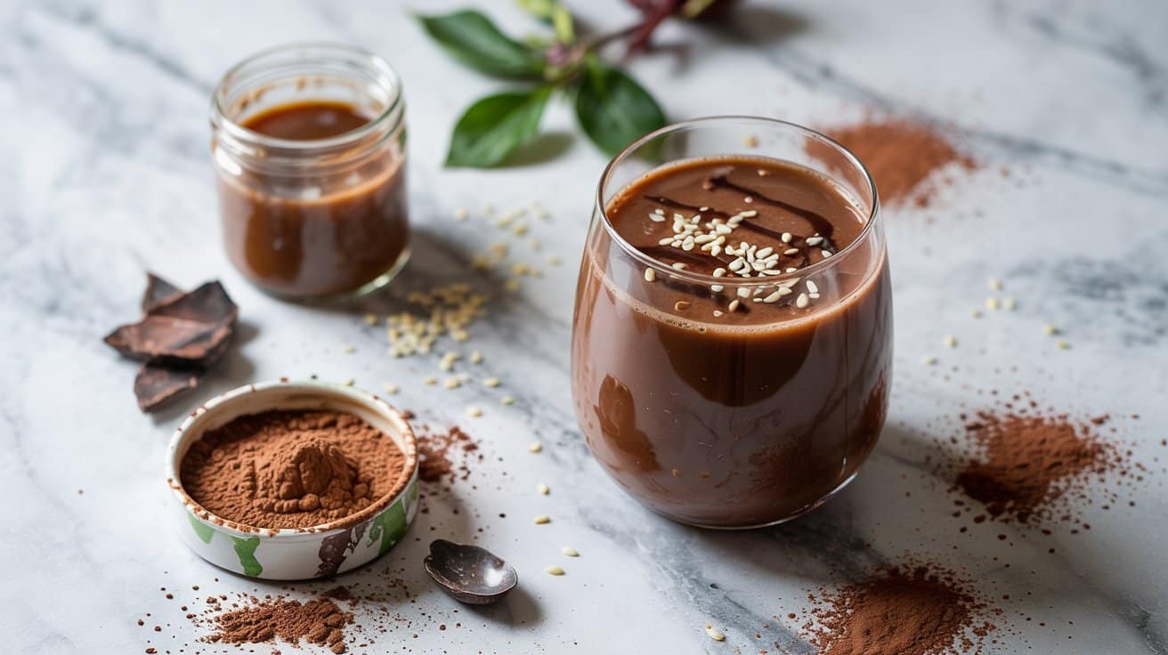 20 vegan chocolate tahini smoothie a bri TmG4wnpDTaKyNcanhSBOJw bzQgM3q RWyAY68xyjVlag