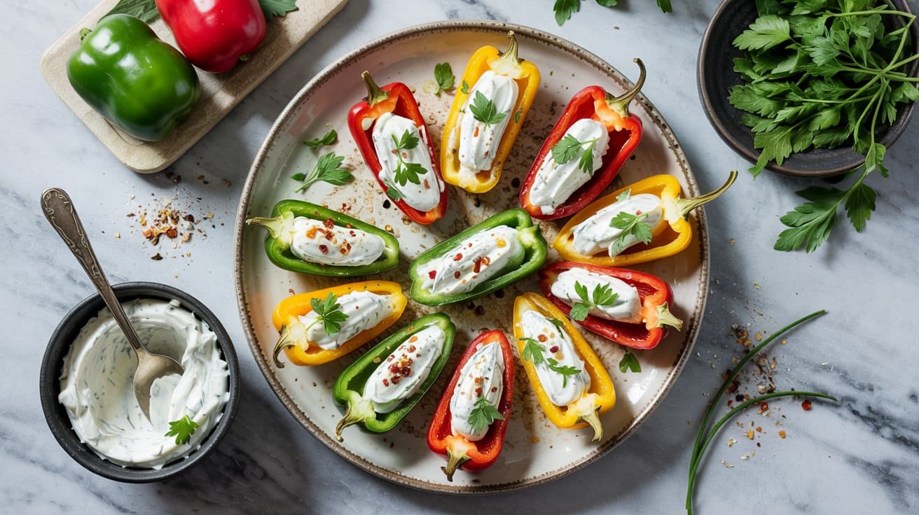 3 stuffed mini peppers with herbed cream DYktcv9TQxO22Q81 Y0KfQ StiAWxvyR0uZ6gW3RTc8FQ