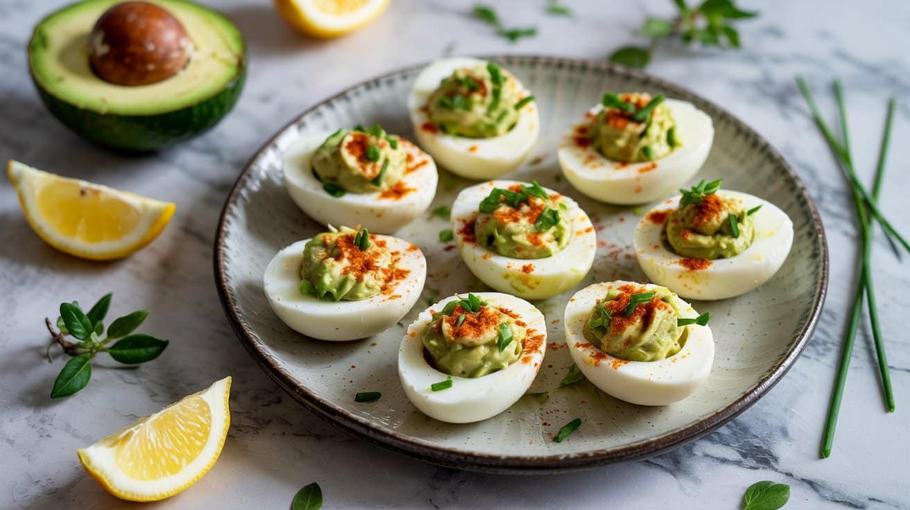 5 deviled eggs with avocado a bright top X2QUFMbDQM x86TiVCCbg KeTtL6wbSeCLtbi1SFon1Q
