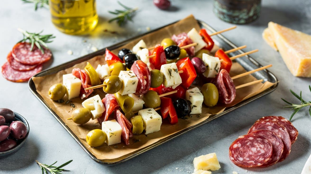 7 antipasto skewers with olives and sala Q 0E2tlvT7atSs Z0RxAIw FEQb74q3Sqm2pUjEniZXnw