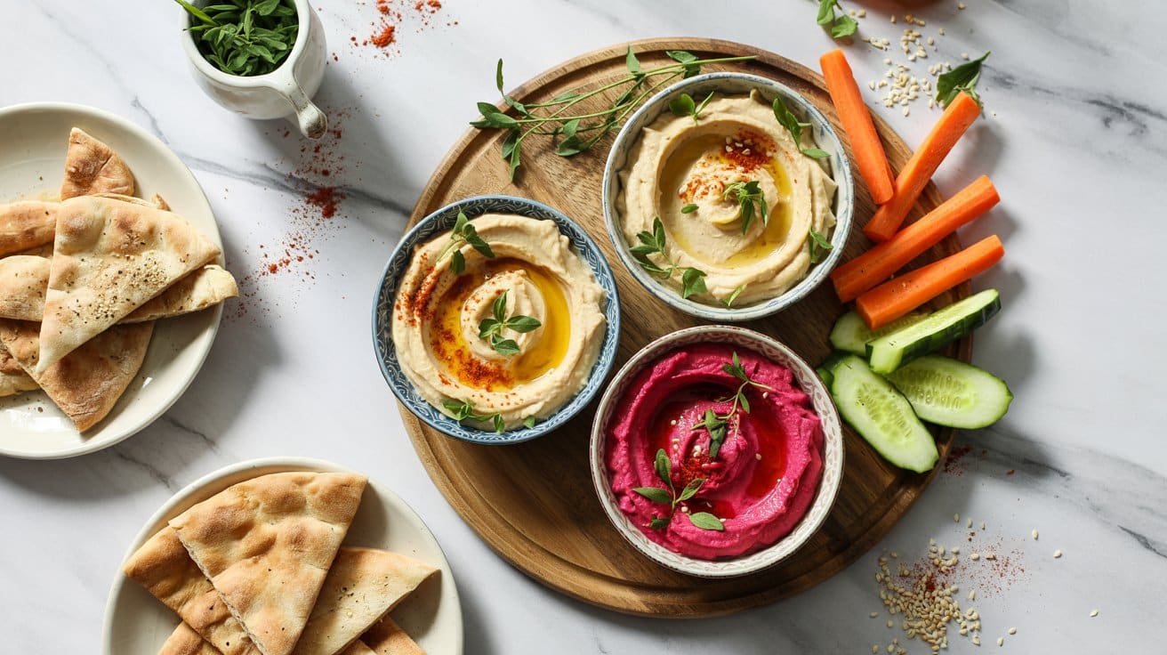 9 hummus trio with veggie sticks and pit tZHvTfiaTI U3sbJzE 5tw Qwgf6DokTQWT2nNvvy4zmw