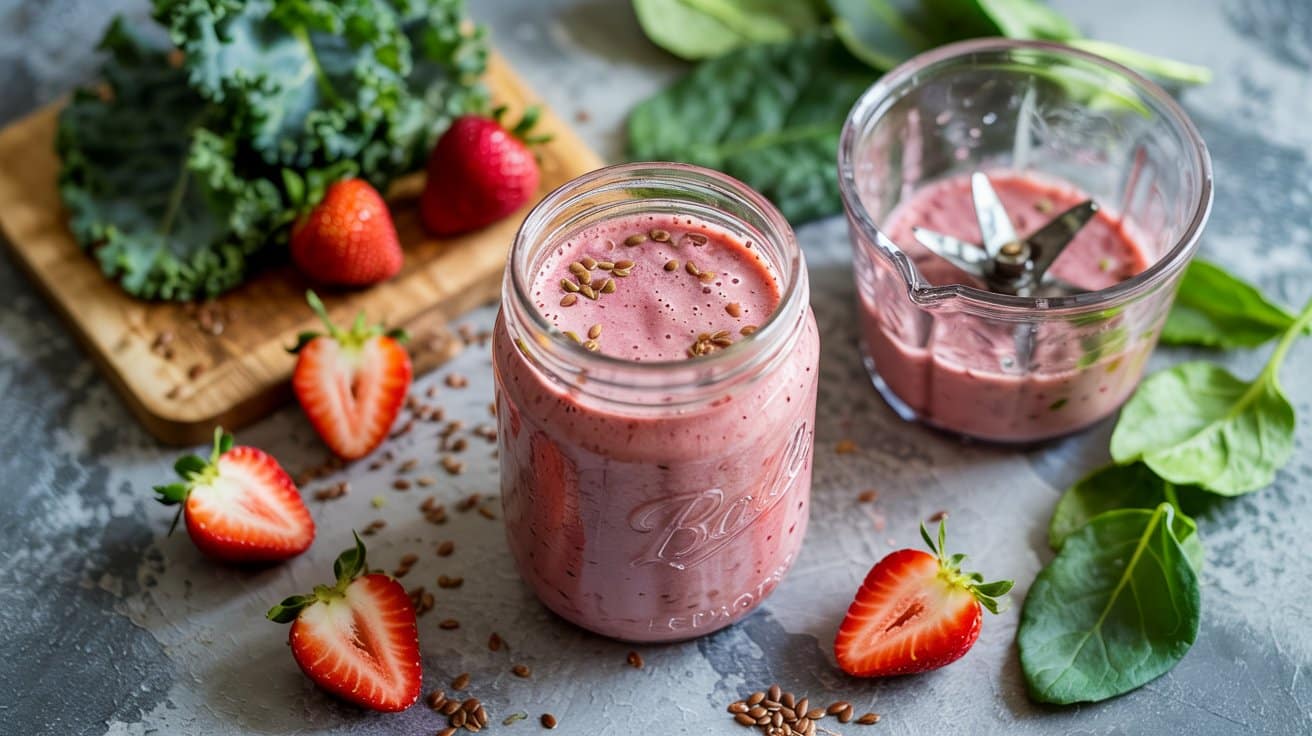 9 strawberry kale flax smoothie a bright WR6ssFmYSuK18LTTSfZzHA iGW2pO2wQTma2uDjThmIIA
