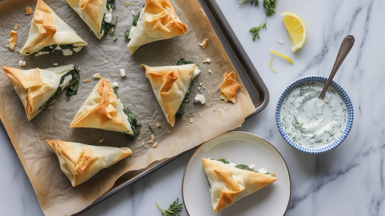 1 crispy baked phyllo spanakopita triang dBD64mjvRviWfYTBjHZz4A fAHIqy8mTyGOFvqdyLgwbA