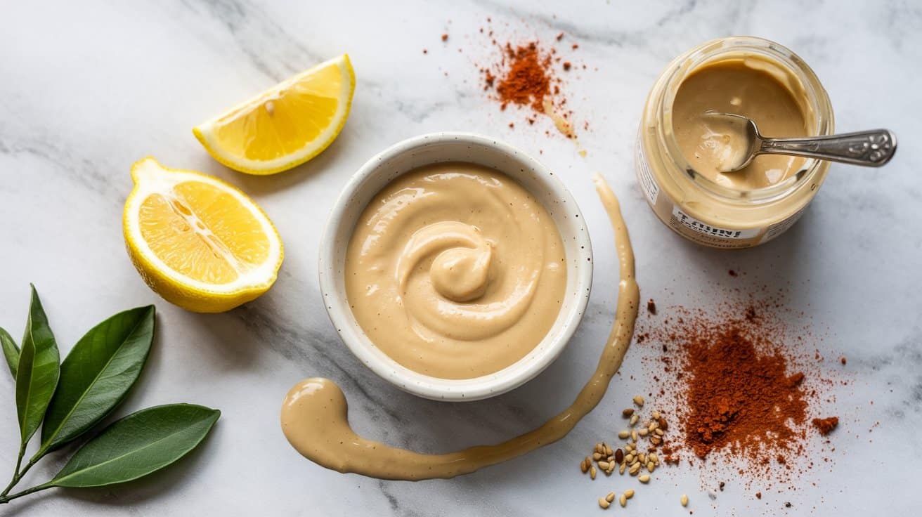 1 lemon tahini sauce a bright top down f M9jaTR27SWW6CcbEs3aRxA zkfb5JOnQUqIgJA4ksQz2g