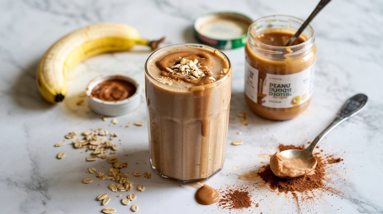 1 peanut butter banana protein smoothie LYVOtYSCRgSh47txN6R4kw knXHaNC1Sia0h2roQ4ffKg