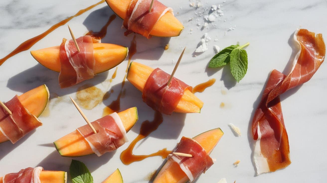 1 prosciutto wrapped melon bites a brigh woGvOfYYTyCeVBLlU1y8Xw Muw3JxunSLGjzsJhj6UTeA