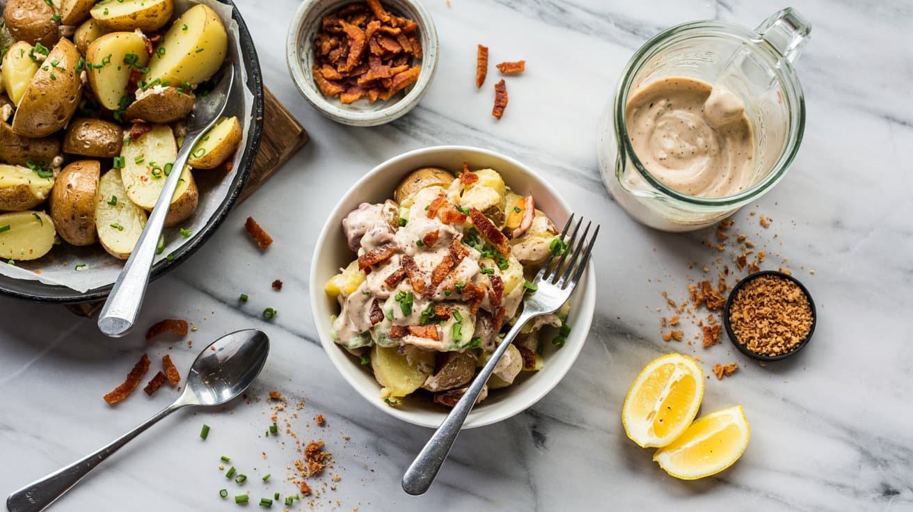 10 loaded vegan bacon potato salad with ePkdM6Q4TPCrj5fZ rWxmg RexllcxCTAOd656thiUm4w