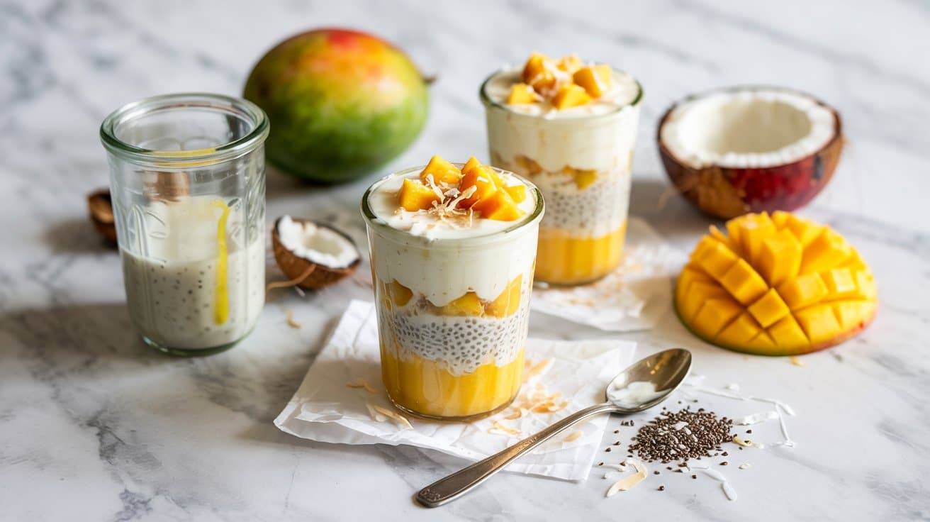 10 mango coconut chia pudding parfaits a cjTRRFySRSS IYAOXY0kWg nonBu32wS3ijFeE Ow5bdw