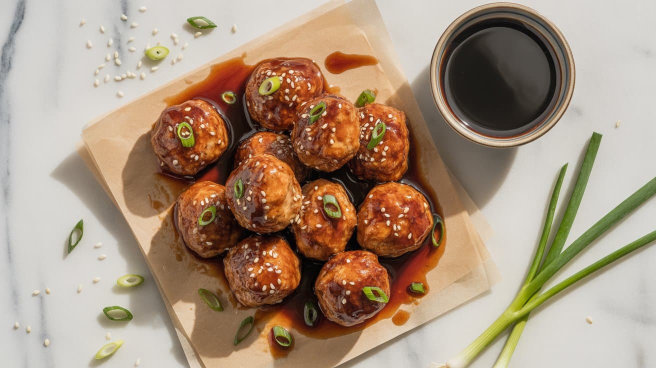 11 asian chicken meatballs with sesame s LqFAza5xSuauWf8Cv95KSw 6ahxe3VxTNW1kaJVgZh7qg