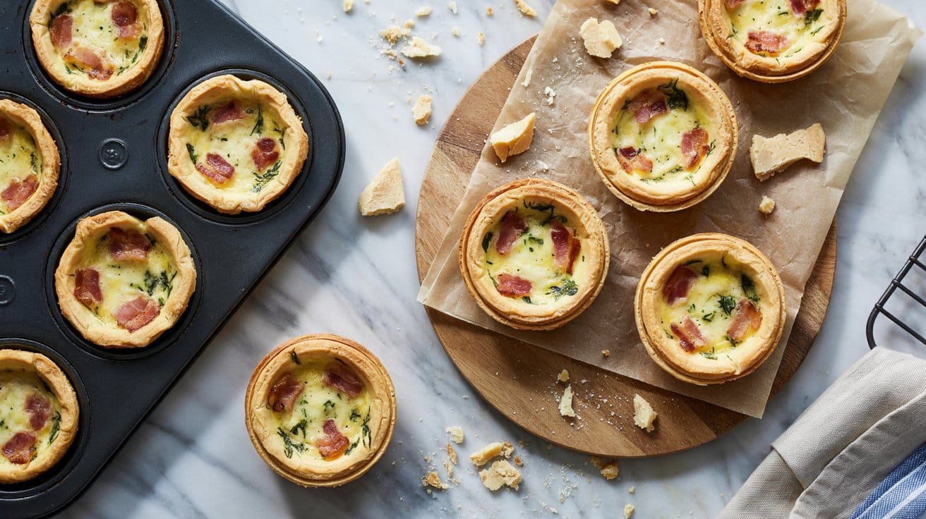 11 mini quiches with bacon and gruyere a 9Gr u4uXQEOyFBNPljWzBA DwtKKHf5So kv PlU1QU2Q