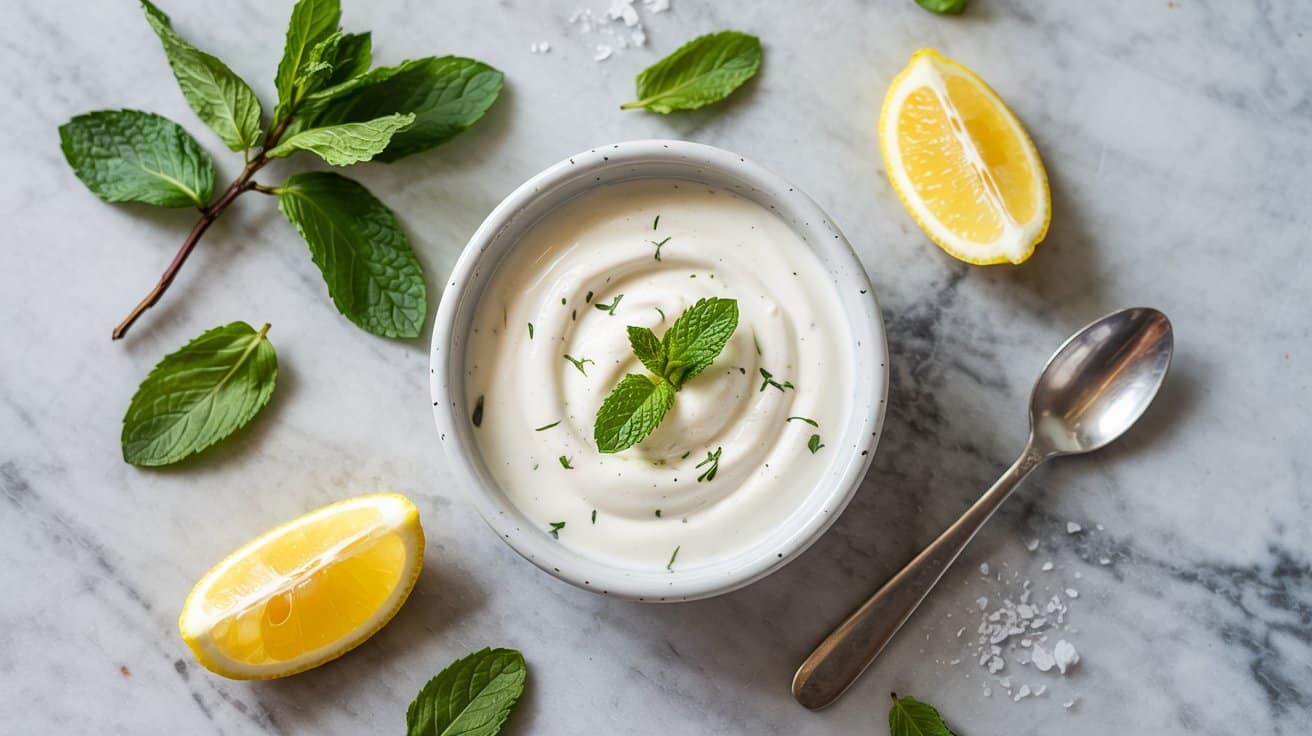 11 mint yogurt sauce a bright top down s oTuwJKoFRuyFDt3Pz8rcDA STwrWwacS2KKX6N53m FnQ