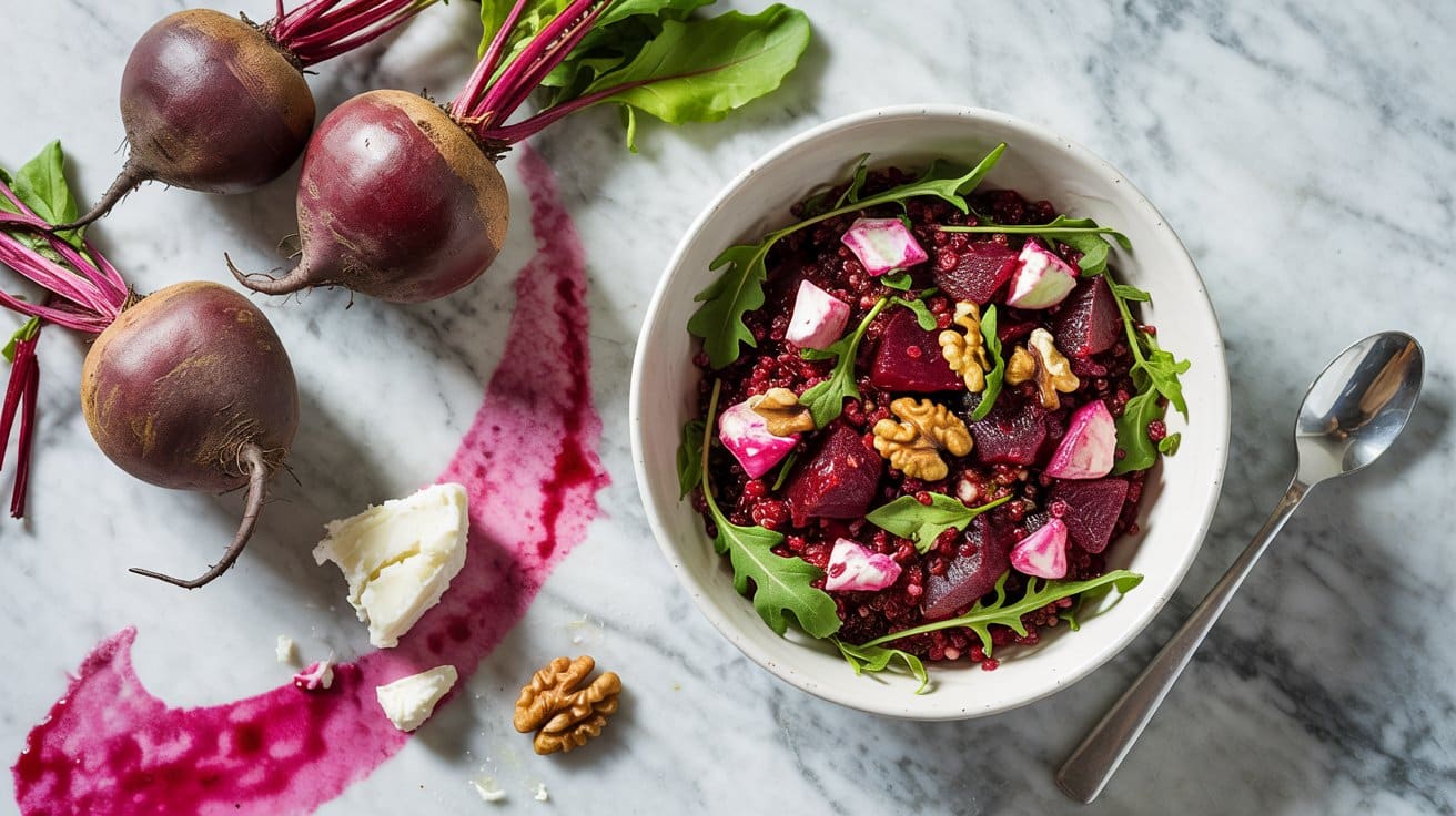 11 quinoa salad with roasted beets goat CvusNmWITQqyuxO3Qvwp3w f9Hv7nx4Q5CJI Tpiglt5Q
