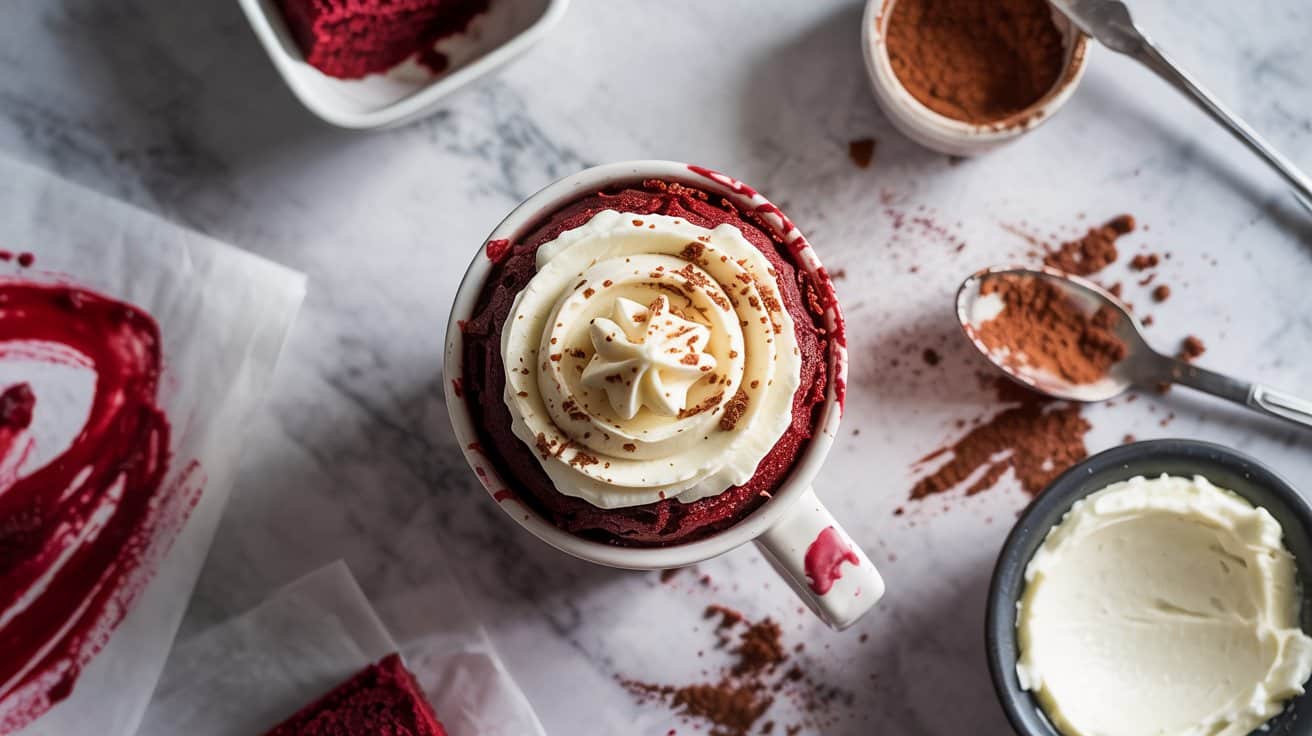 11 red velvet mug cake a bright top down KmwV8oFTSsKpQyu655II7Q SagWbAKWQTSrhrqZu5hDEw