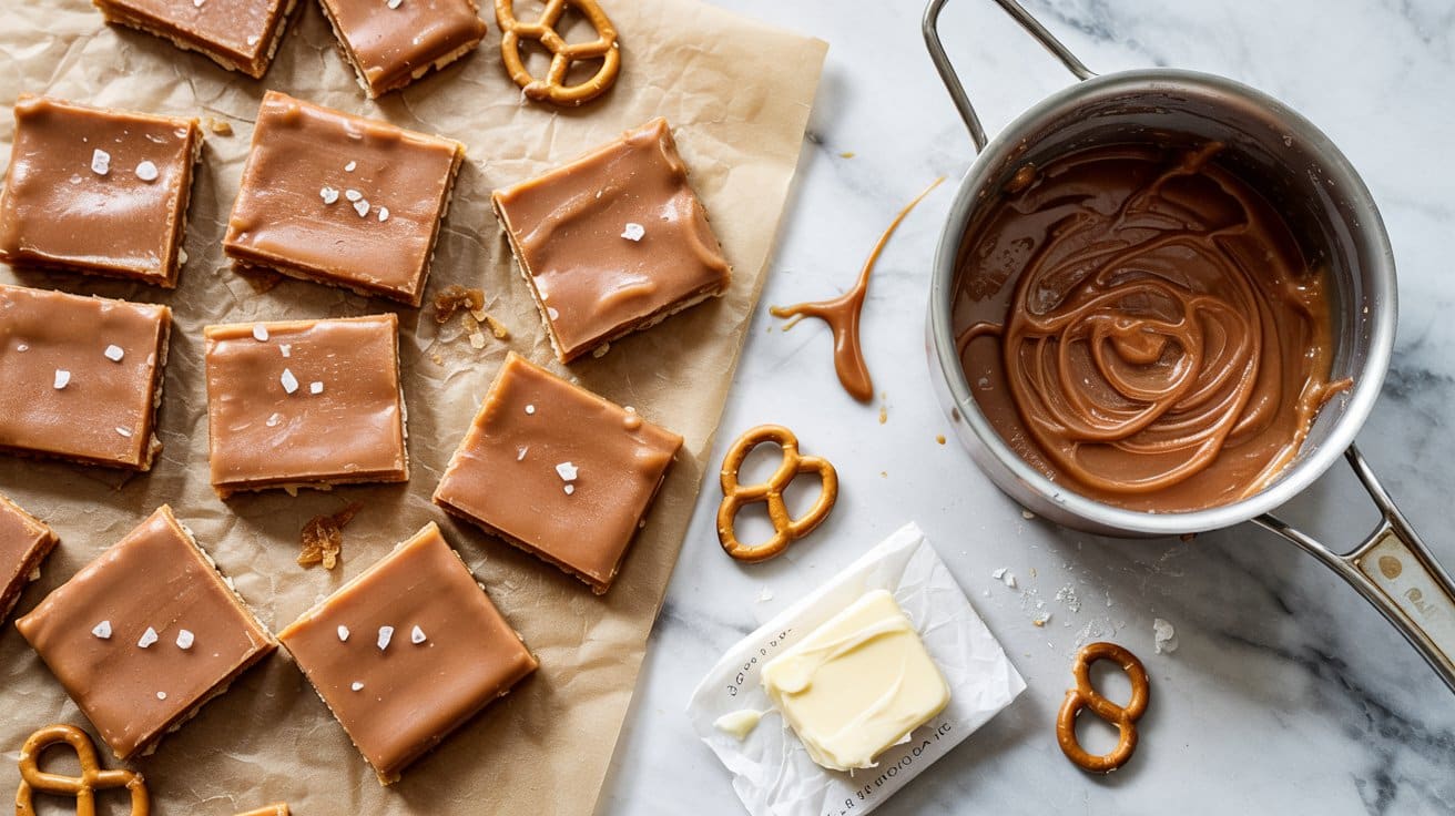 11 salted caramel pretzel bars no bake a CPp9dRZBTlKMOrmq6A8Ovw TeaSpkFgT8 jsjcx4HfOFQ