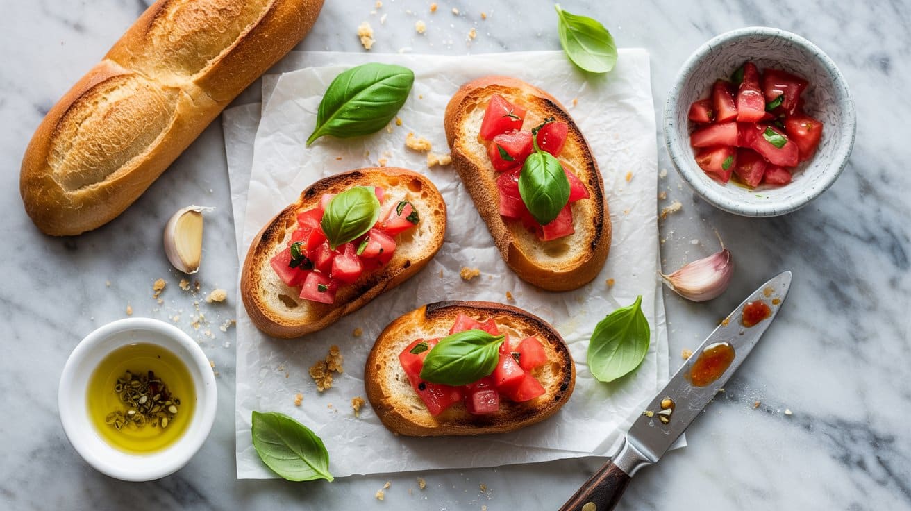 12 bruschetta with tomato basil and garl GSQMD71 S3SzZXLsG1qtSA xG23AenFS GsqT 2QJOO8Q
