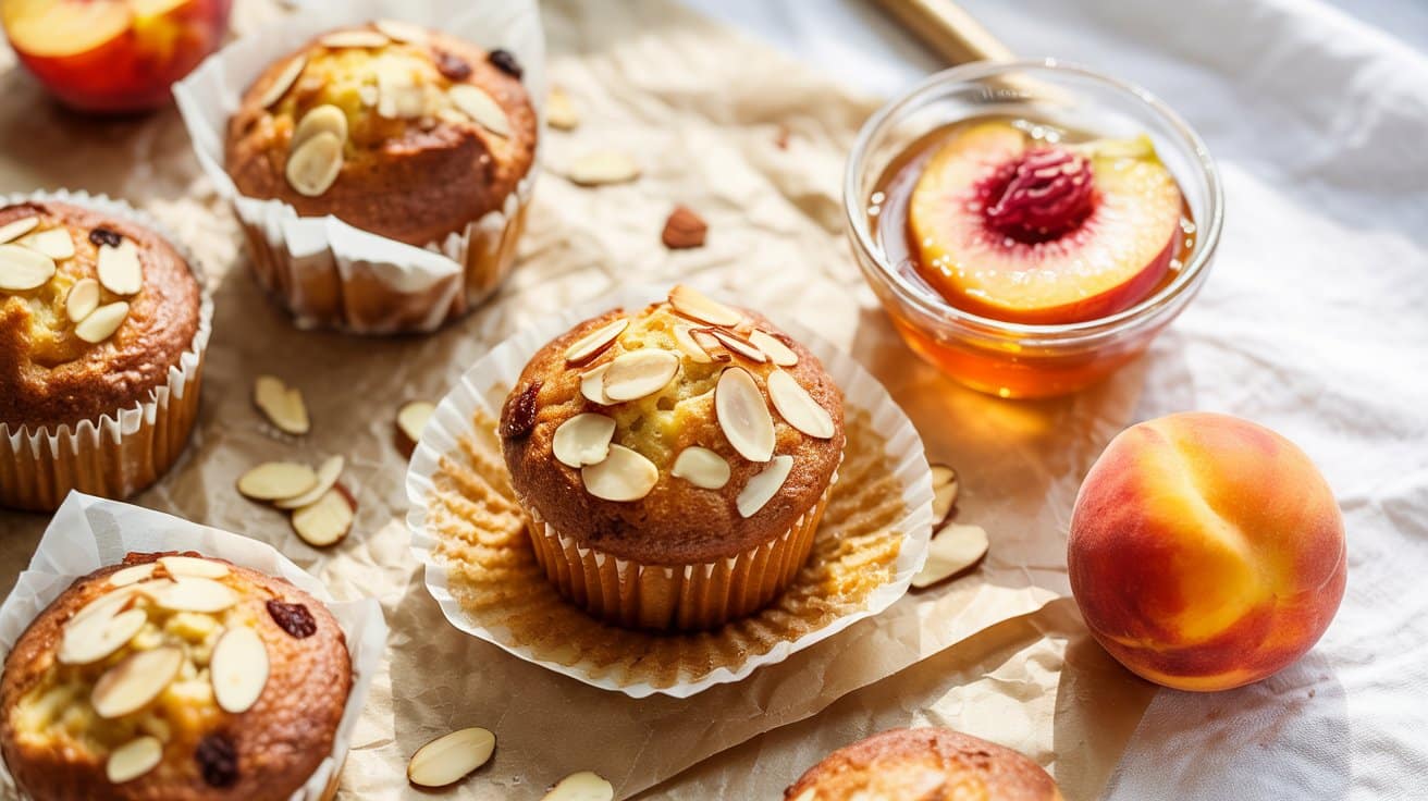 12 peach and almond muffins a bright top ckkHT5dAR2a4krWpPcVRQw l0I5 mkfQL6j7fJCx0mpSw