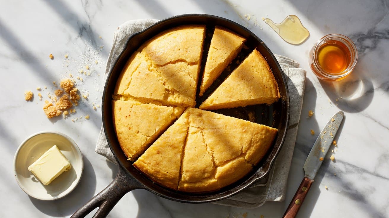 12 skillet cornbread a bright top down f b1LiubuvRUS6m3TfW9WMEg Uw sPhB2SmSXNdmyYCT9RA