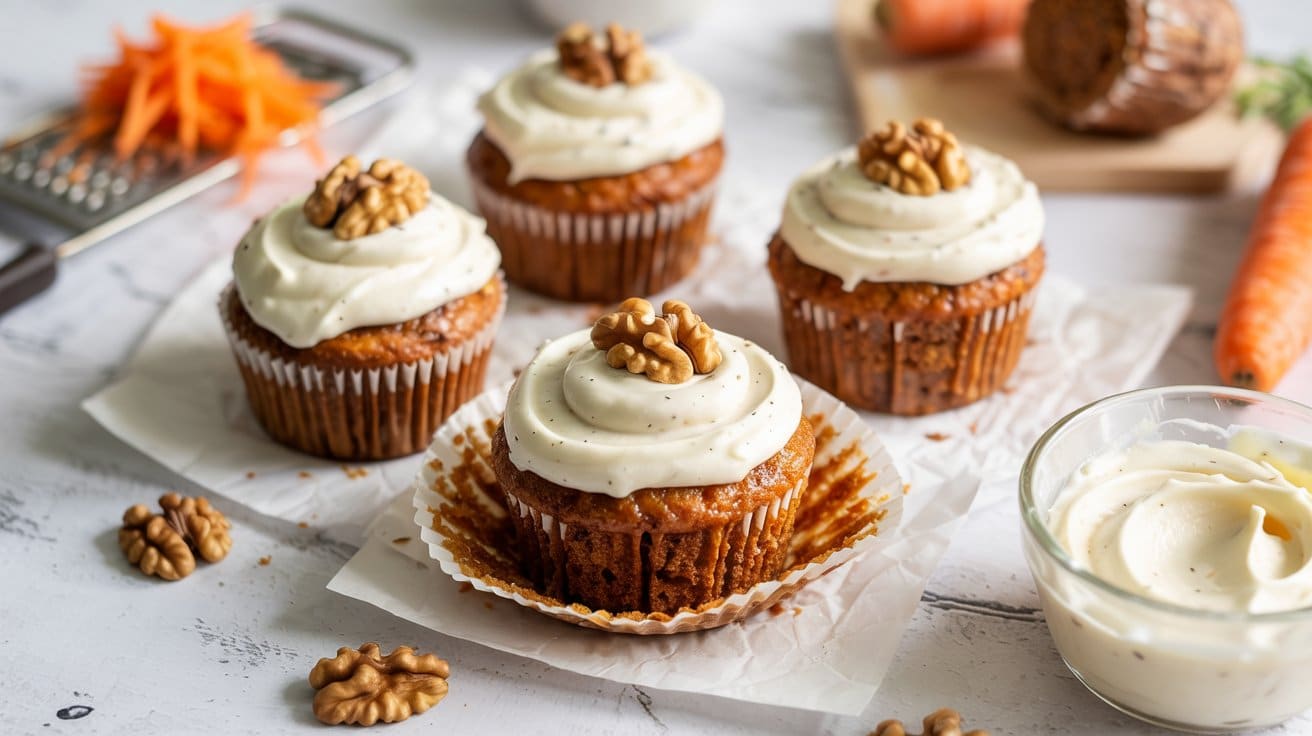 13 carrot cake cupcakes with walnuts a b wOWumprvQNS70stnoeFJtA bLIYJd2CT2C0zNjUmwUCCg