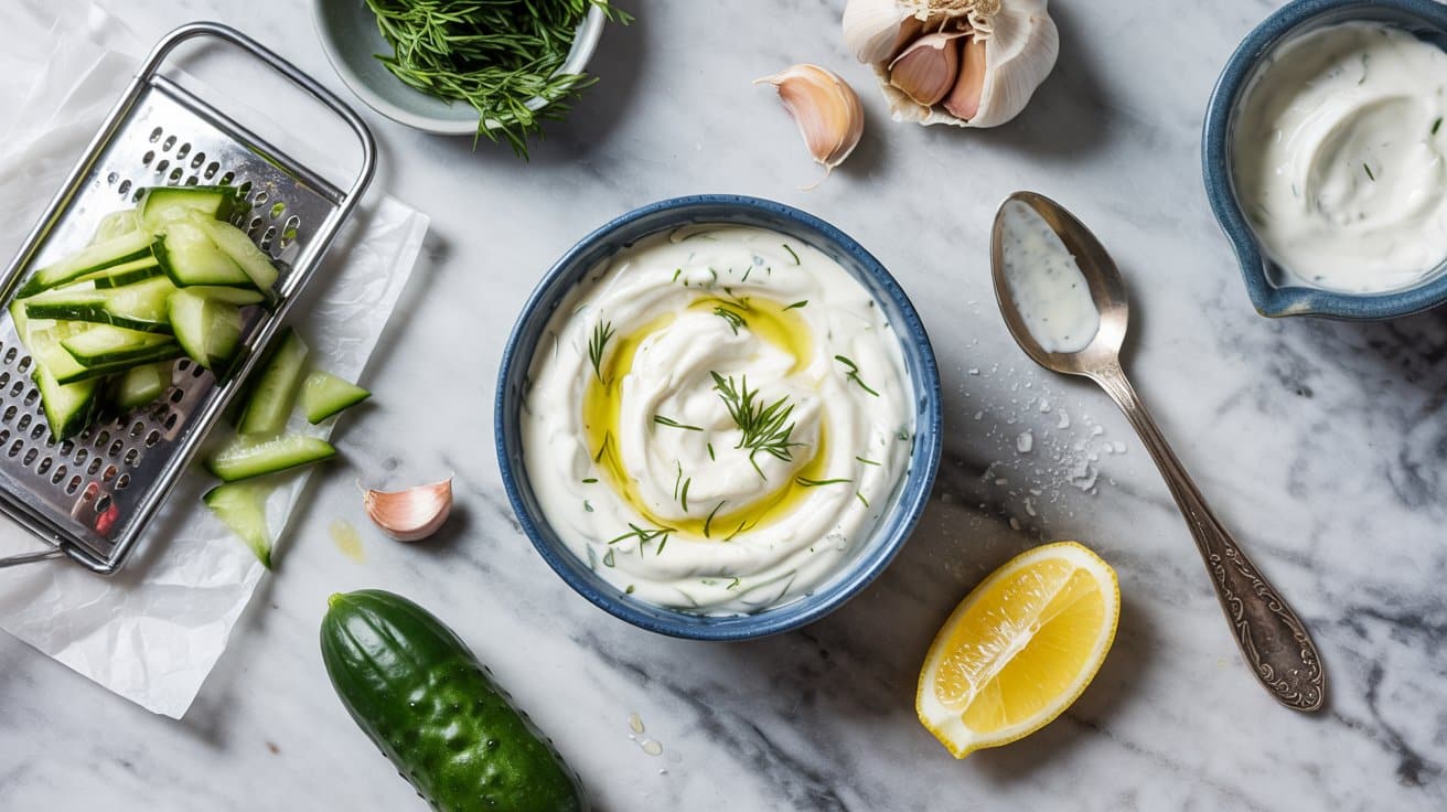 13 classic tzatziki sauce a bright top d g9OS4 8tRMauw0yvbMycTQ Inn ZjkMR2euKAYo2X7hFw